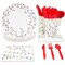 Christmas Lights Dinnerware Set, Paper Plates, Plastic Cutlery, Cups, and Napkins (Serves 24, 144 Pieces)